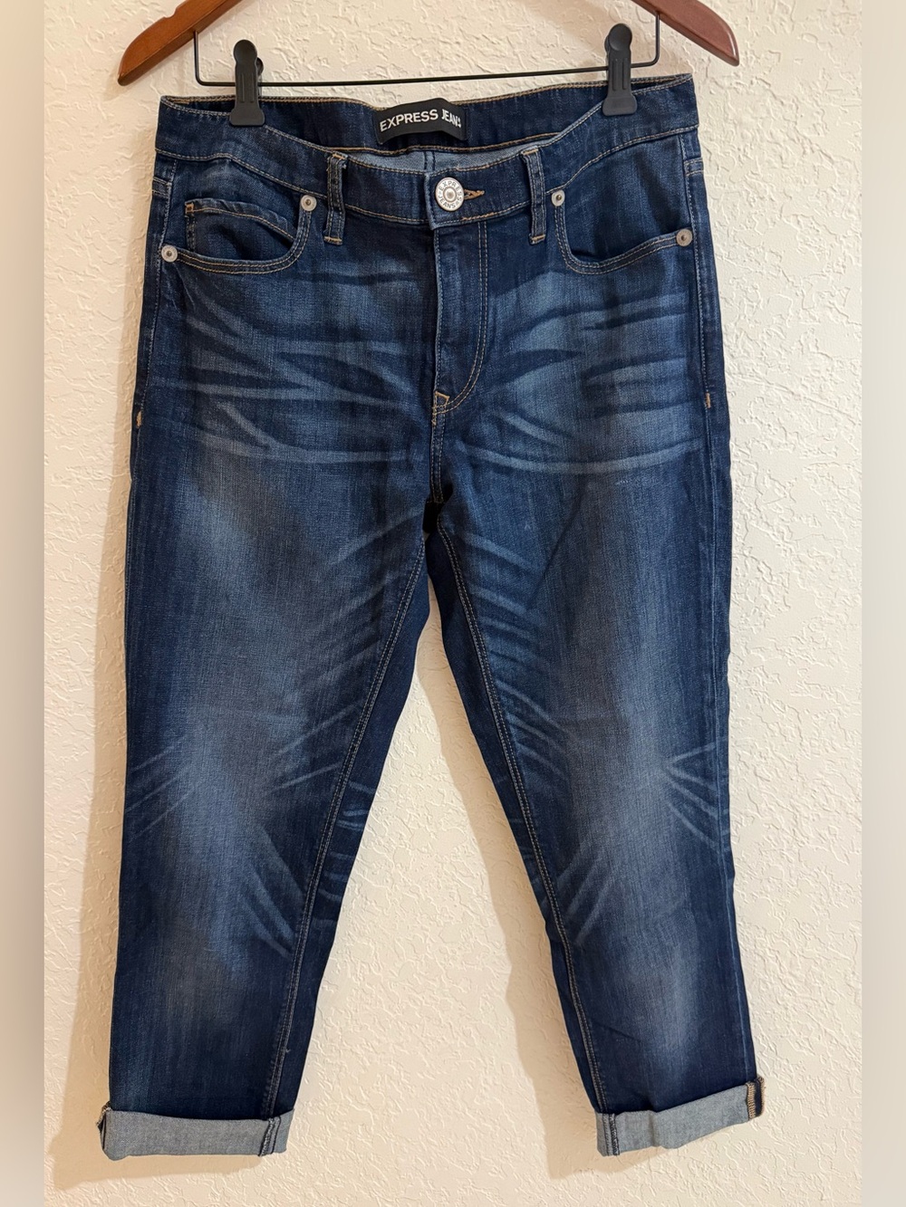 Express Girlfriend Dark Blue Wash Denim Jeans 8